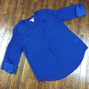 Candies Popover Blouse Top Diamond Pattern Flowy